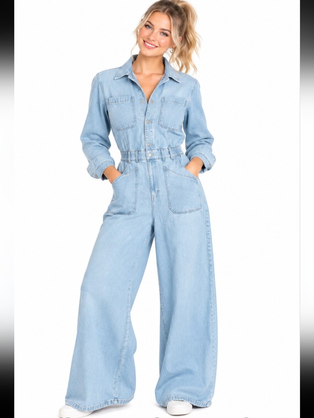 NWOT Universal Thread Blue Oversized Relaxed Wide-Leg Denim Jumpsuit(Sz:16)